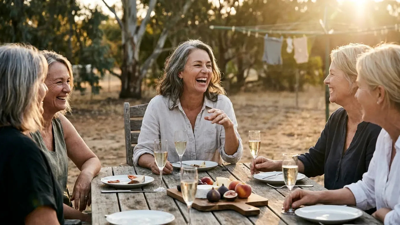 Women celebrating a 50th birthday in an Australian backyard — 50th birthday gifts for her