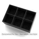 Matte black platinum silicone ice tray mould with DC initials in each cube cavity, personalised gift idea for boyfriends and husbands