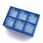 Blue ice tray with BM monogram cubes – perfect custom gift for celebrations, parties, and cocktail lovers