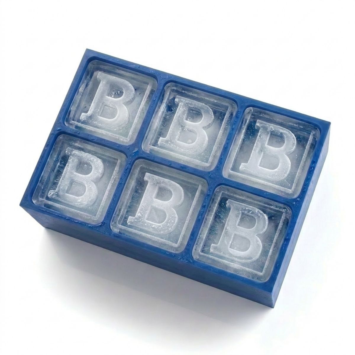 Blue custom ice tray with letter B – perfect for personalised gifts, handmade in Australia