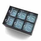 Sleek black silicone ice tray featuring six JS monogrammed ice cubes – perfect for modern, masculine gifting.