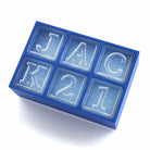 Blue custom ice cube tray spelling JACK21, perfect for 21st birthday parties and personalised gifts.