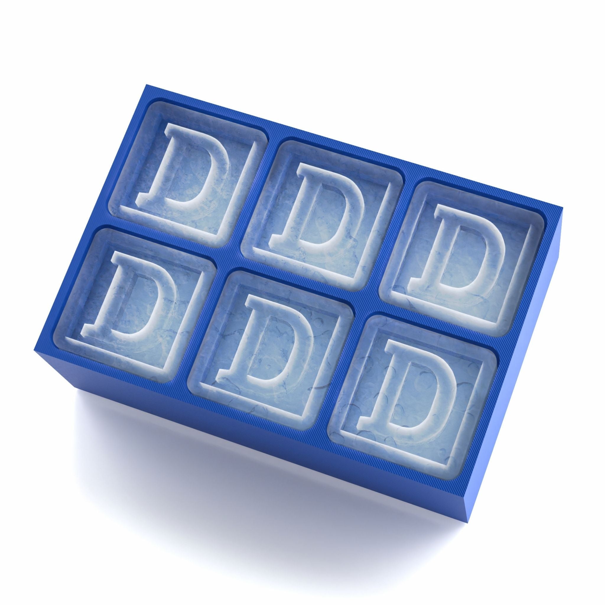 Blue custom ice tray with letter D – perfect for personalised gifts, handmade in Australia