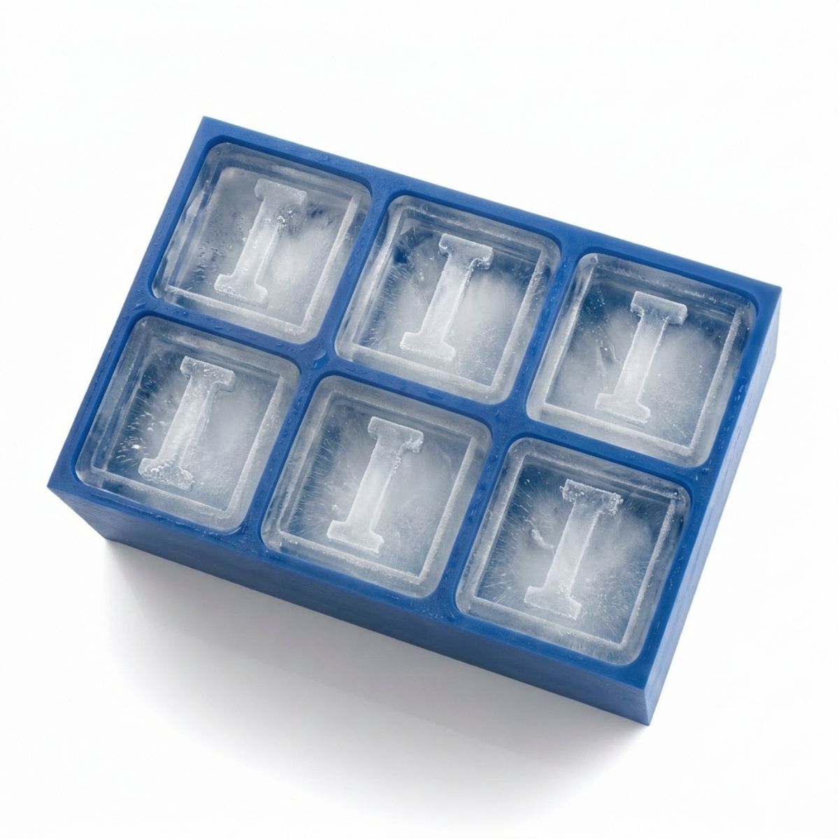 Blue custom ice tray with letter I – perfect for personalised gifts, handmade in Australia