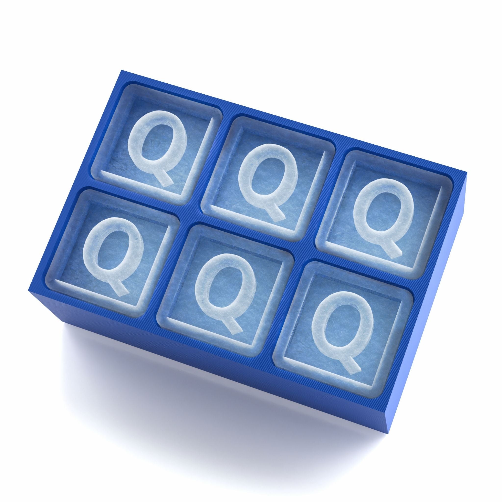 Blue custom ice tray with letter Q – perfect for personalised gifts, handmade in Australia