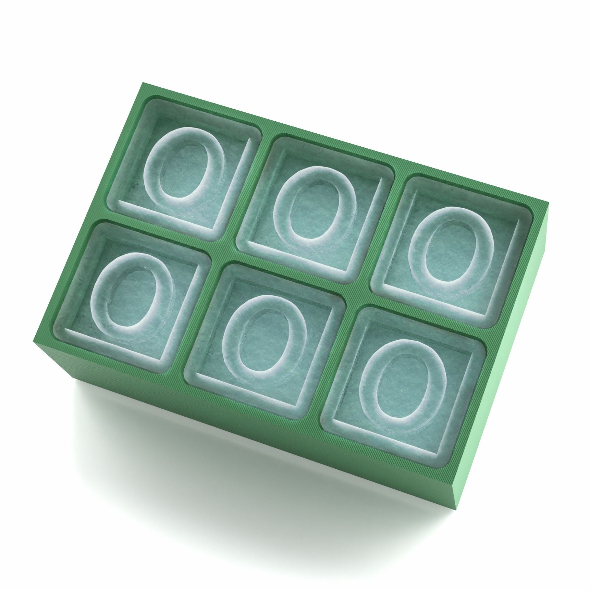 Vibrant green personalised ice tray with O design – unique and fun gift idea