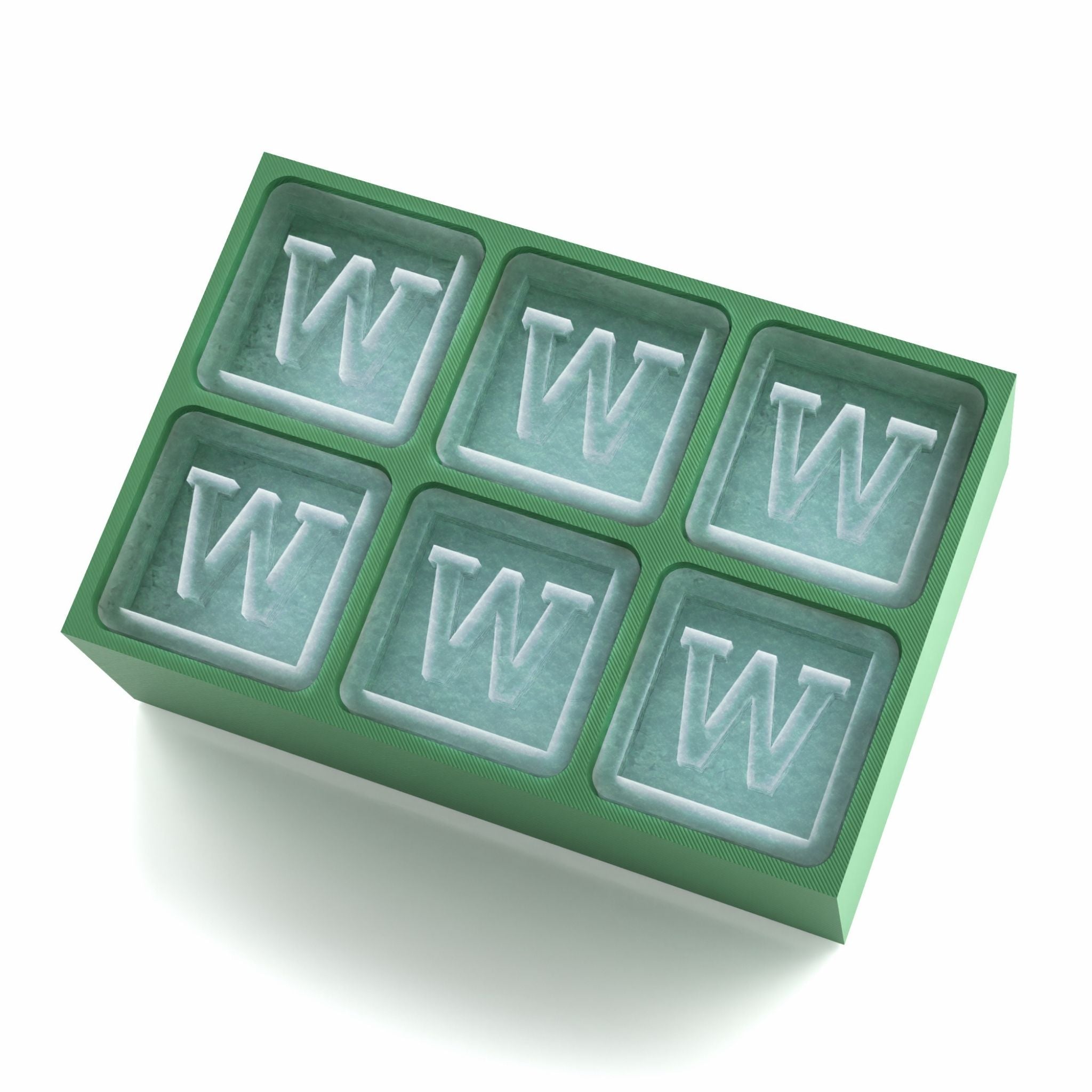 Vibrant green personalised ice tray with W design – unique and fun gift idea