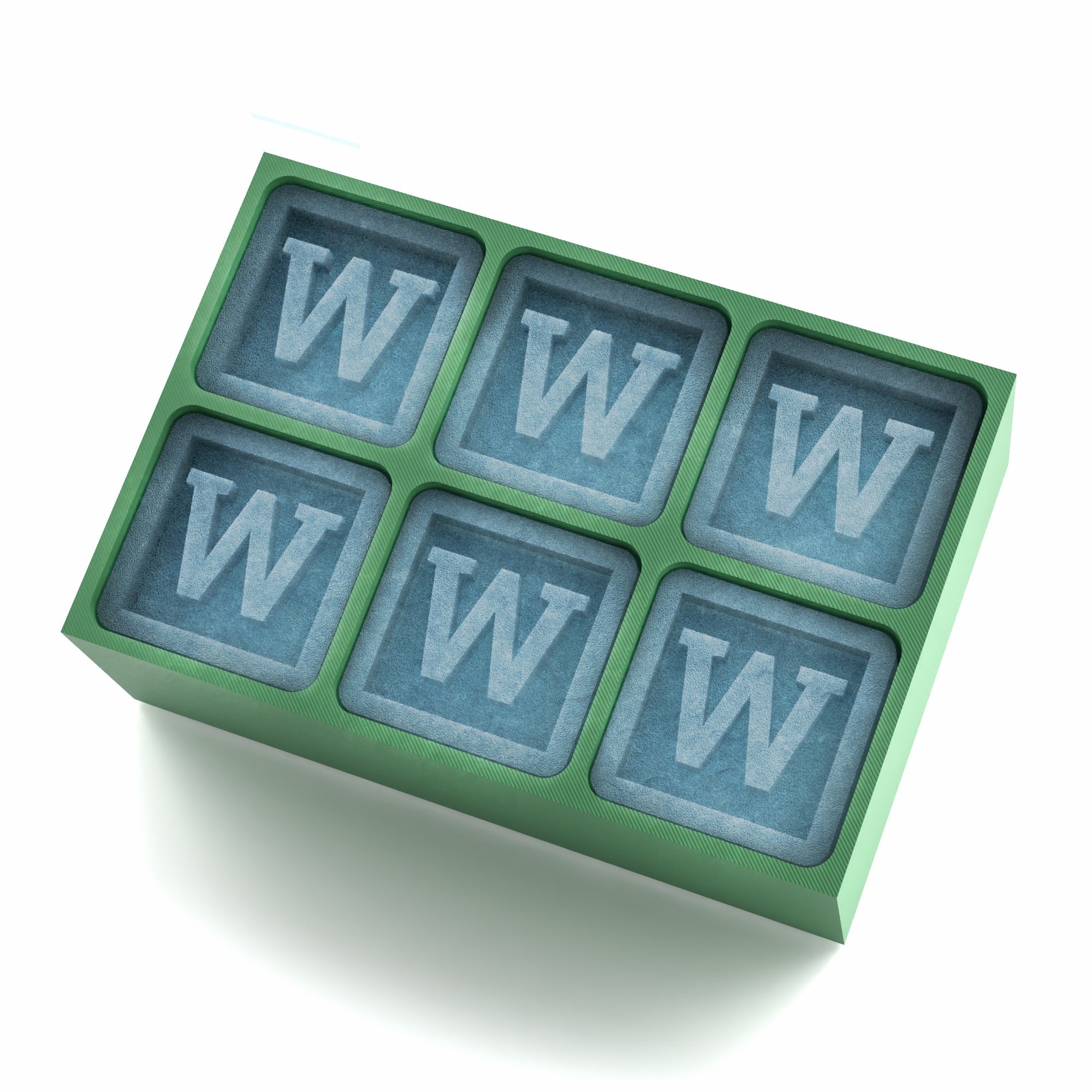 Vibrant green W letter ice tray, perfect for personalised milestone birthday gifts and memorable party celebrations, reusable and handmade.