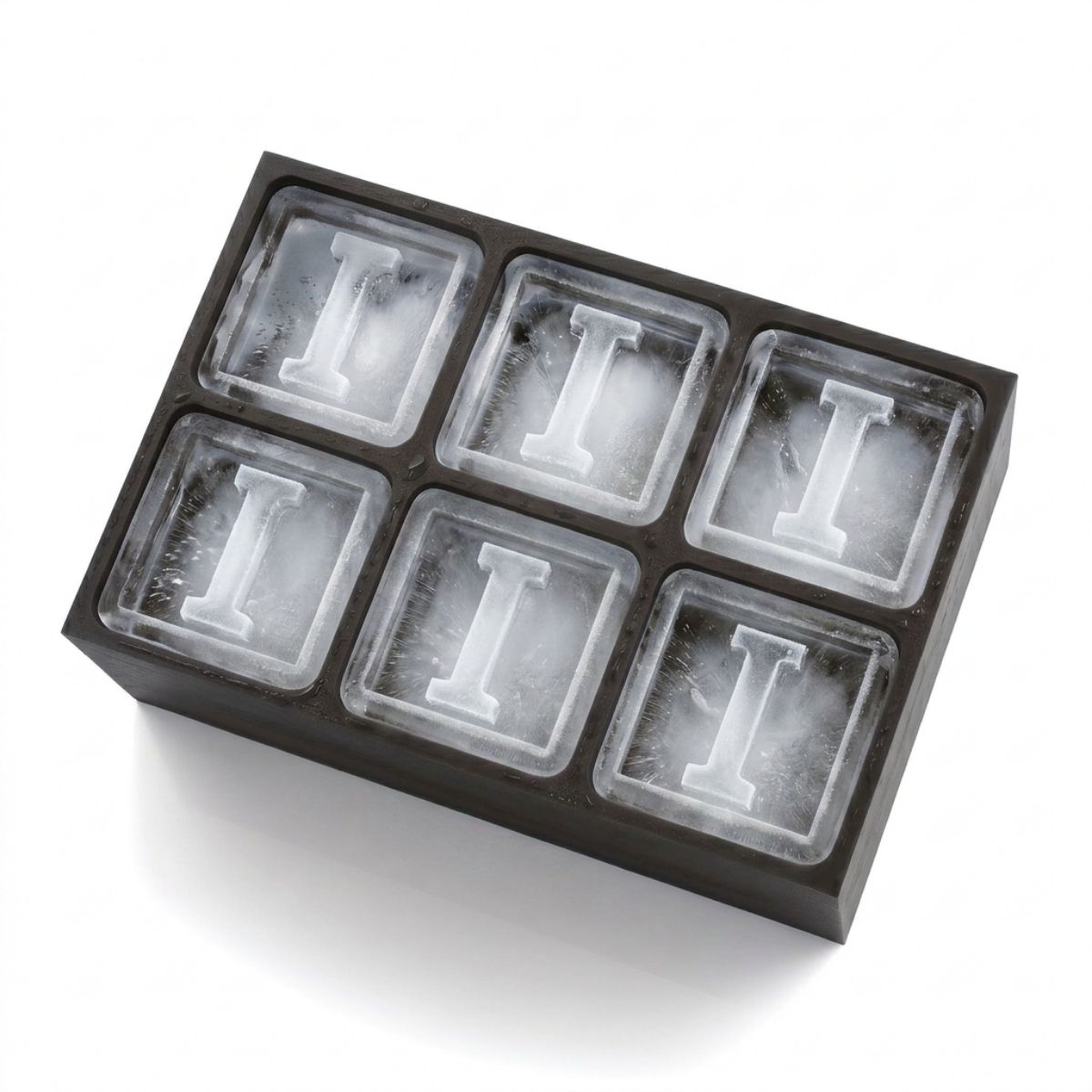 Sleek black ice tray forming I-shaped cubes – ideal for birthdays or thoughtful presents