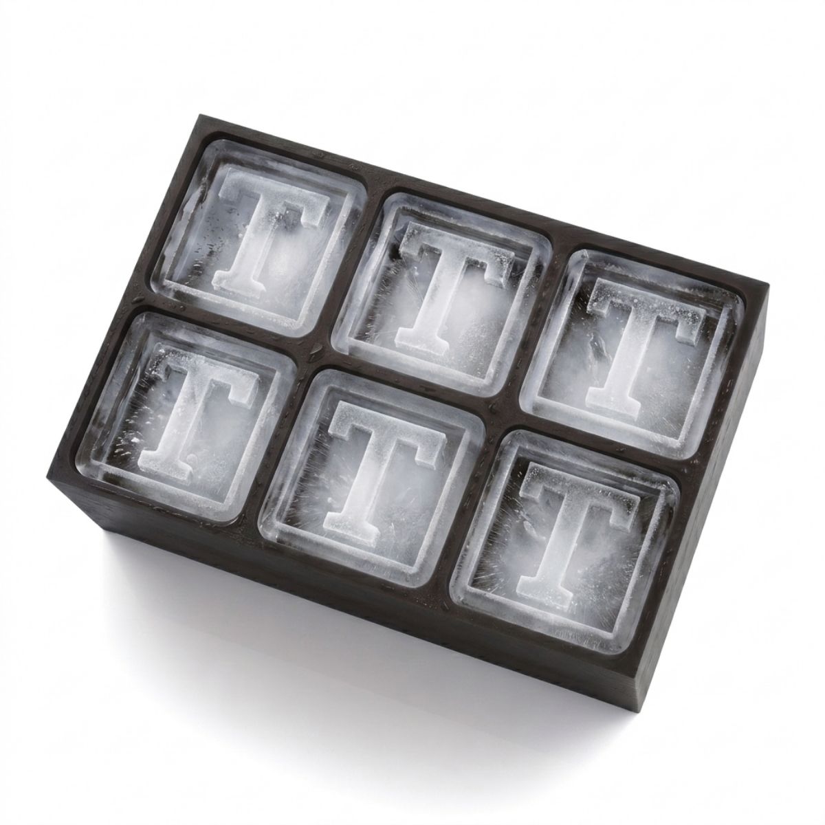 Sleek black ice tray forming T-shaped cubes – ideal for birthdays or thoughtful presents