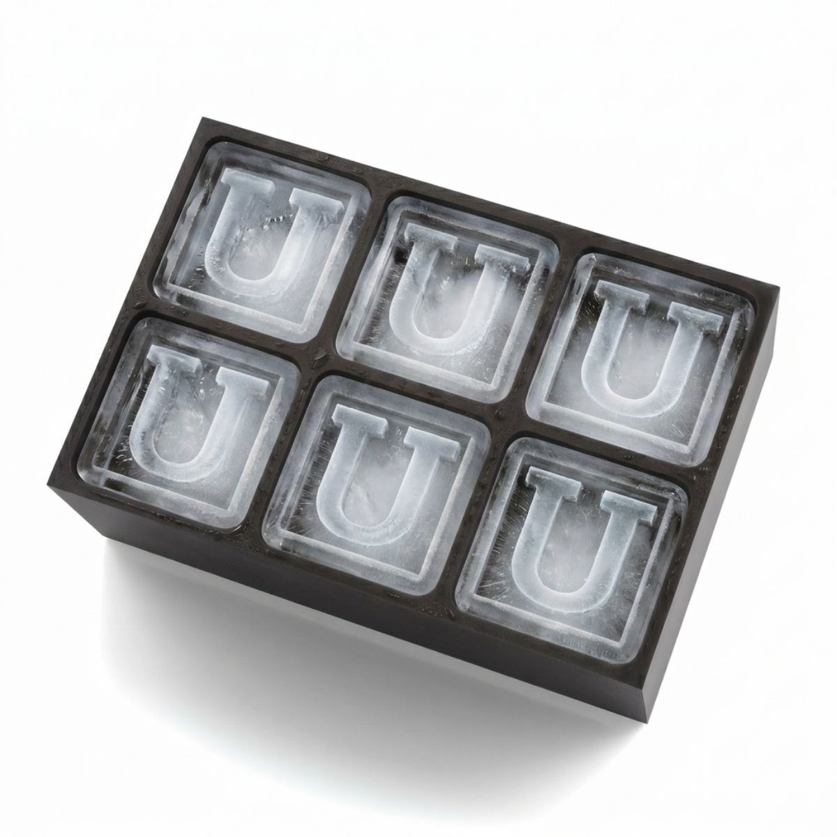 Sleek black ice tray forming U-shaped cubes – ideal for birthdays or thoughtful presents