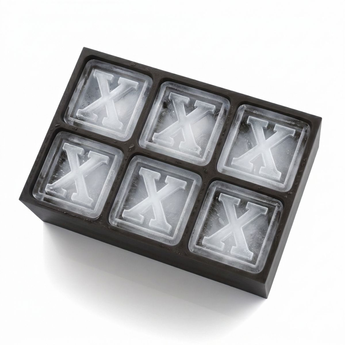 Sleek black ice tray forming X-shaped cubes – ideal for birthdays or thoughtful presents