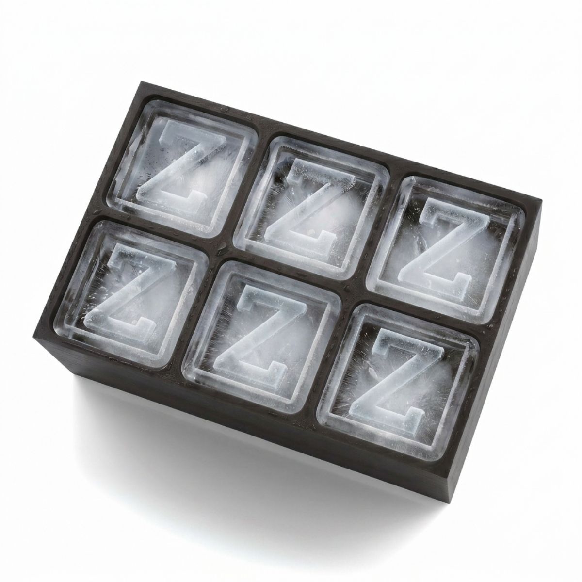 Sleek black ice tray forming Z-shaped cubes – ideal for birthdays or thoughtful presents