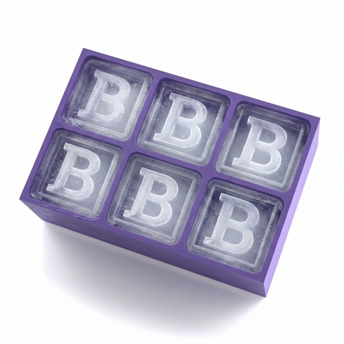 Elegant purple tray making B-shaped ice – luxurious custom gift made locally