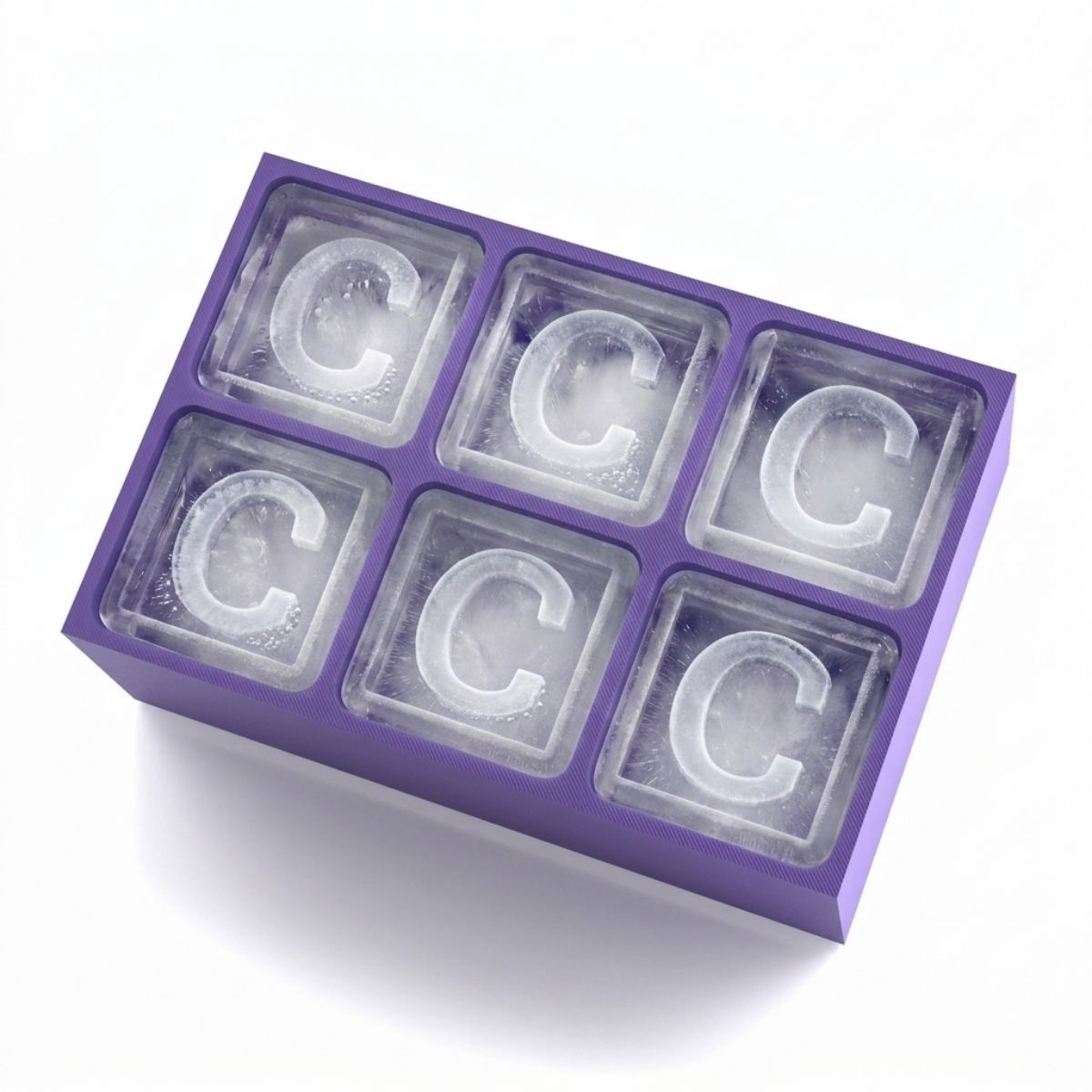 Elegant purple tray making C-shaped ice – luxurious custom gift made locally