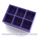 Purple silicone ice tray mould with initials and EST year, milestone birthday or anniversary gift idea