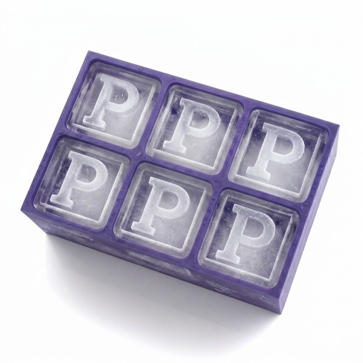 Elegant purple tray making P-shaped ice – luxurious custom gift made locally