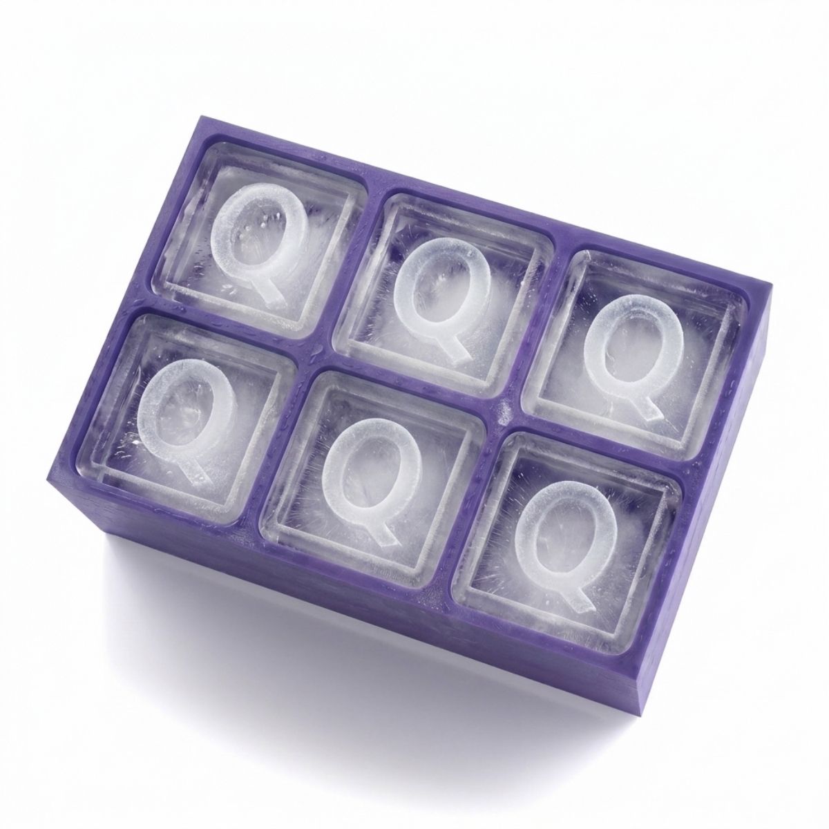 Elegant purple tray making Q-shaped ice – luxurious custom gift made locally