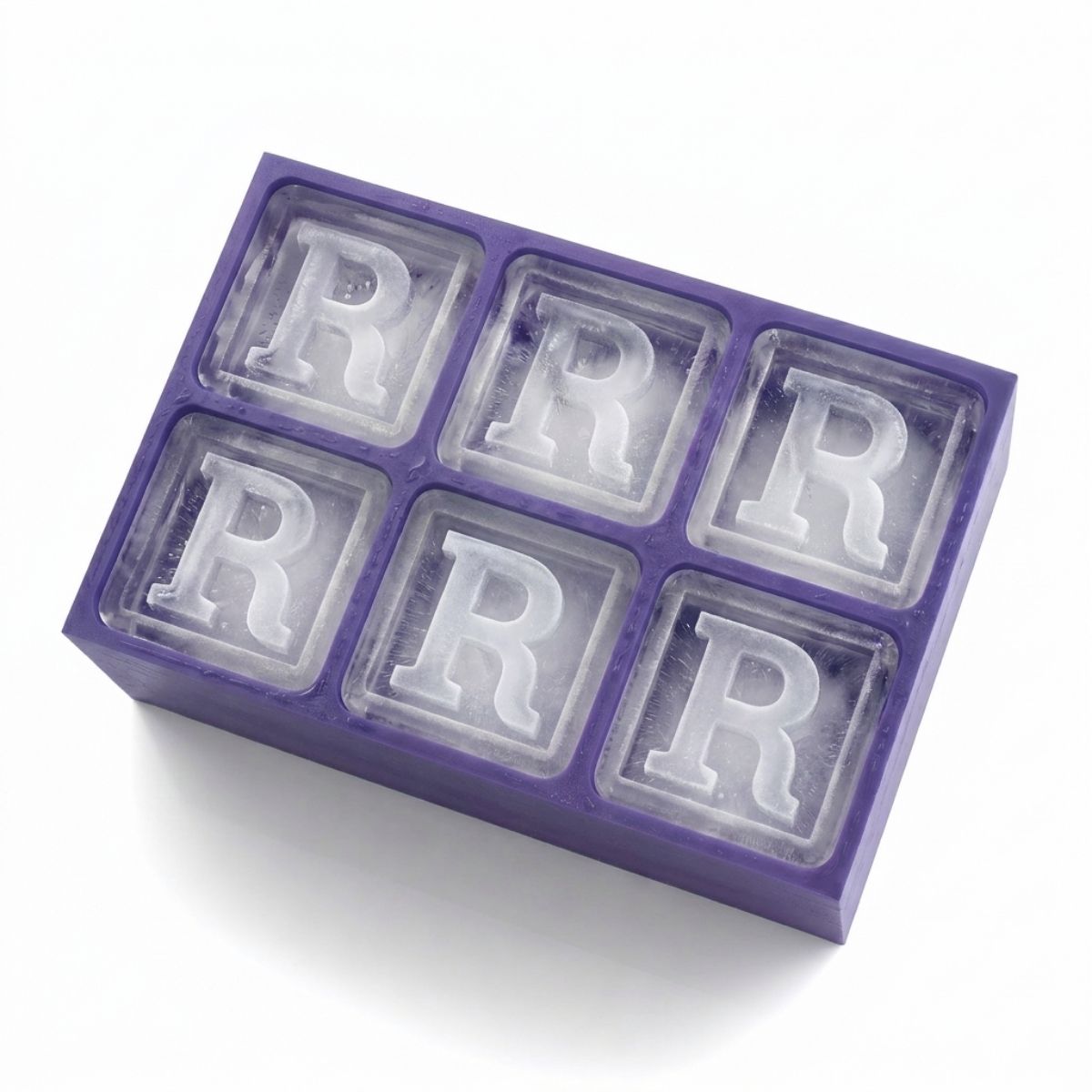 Elegant purple tray making R-shaped ice – luxurious custom gift made locally