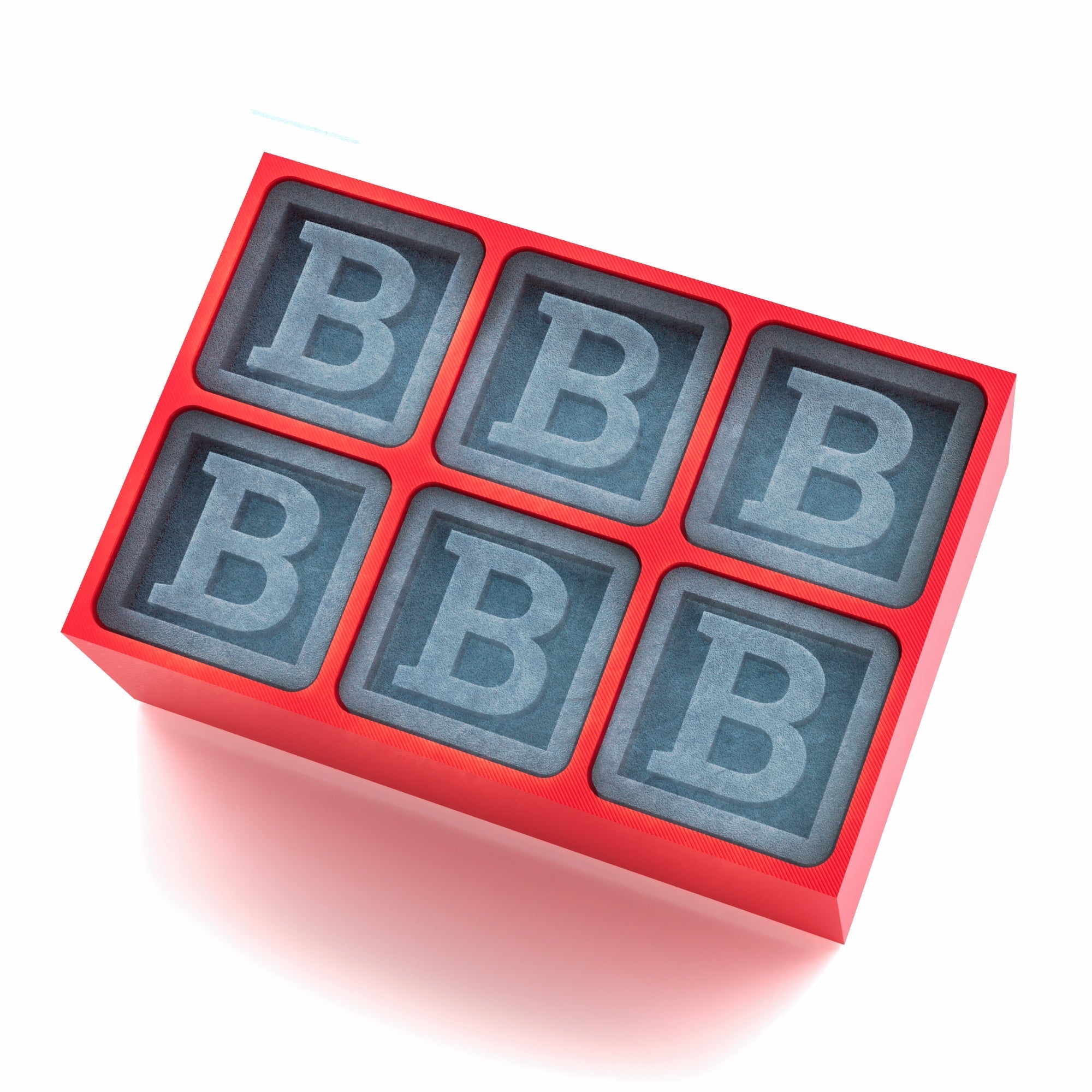 Bright red tray shaping B letter ice cubes – fun, bold, and ideal for parties, bar gifts, and celebrating personal style.