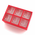 Striking red monogram ice tray featuring the letter J – fun, fiery, and personalised