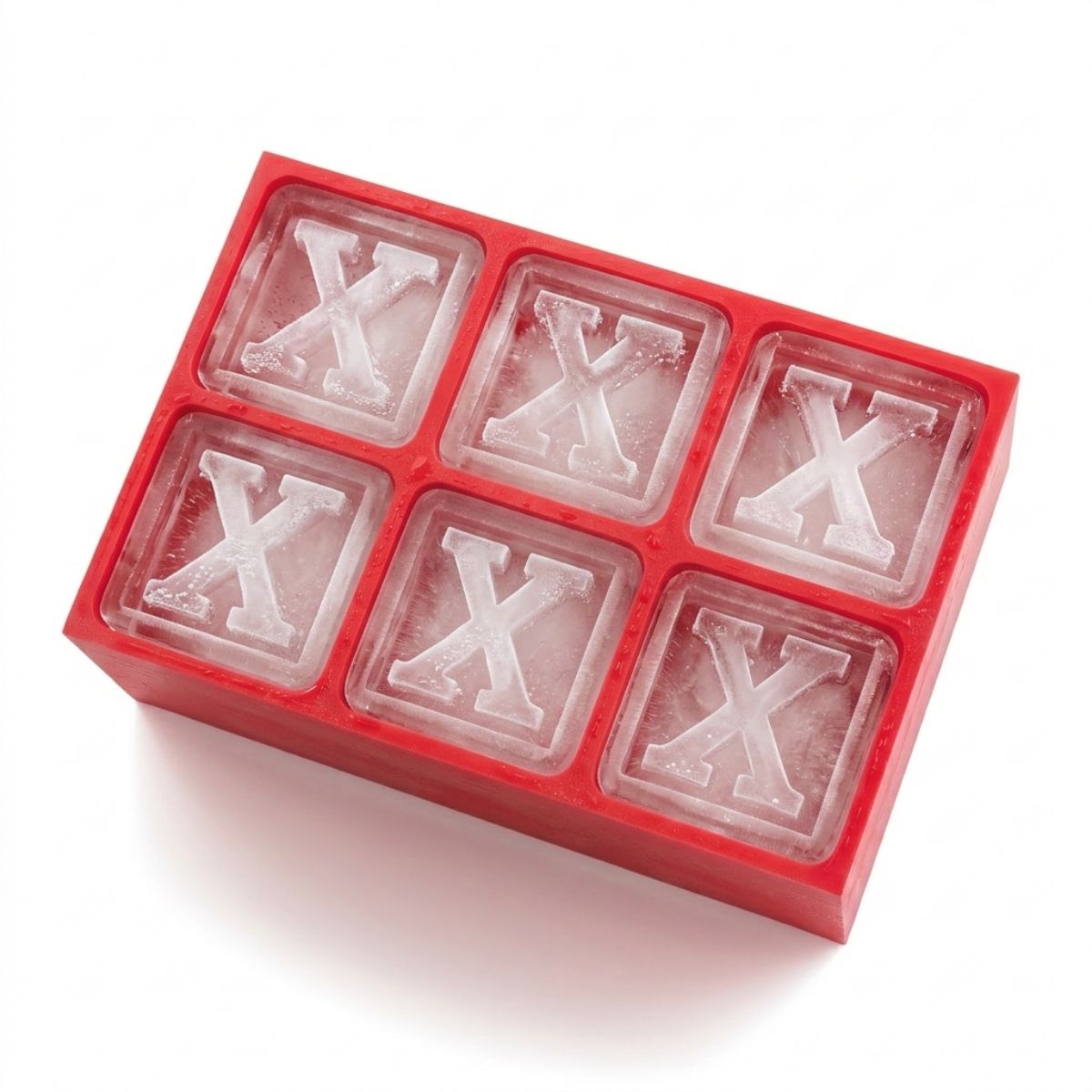 Striking red monogram ice tray featuring the letter X – fun, fiery, and personalised