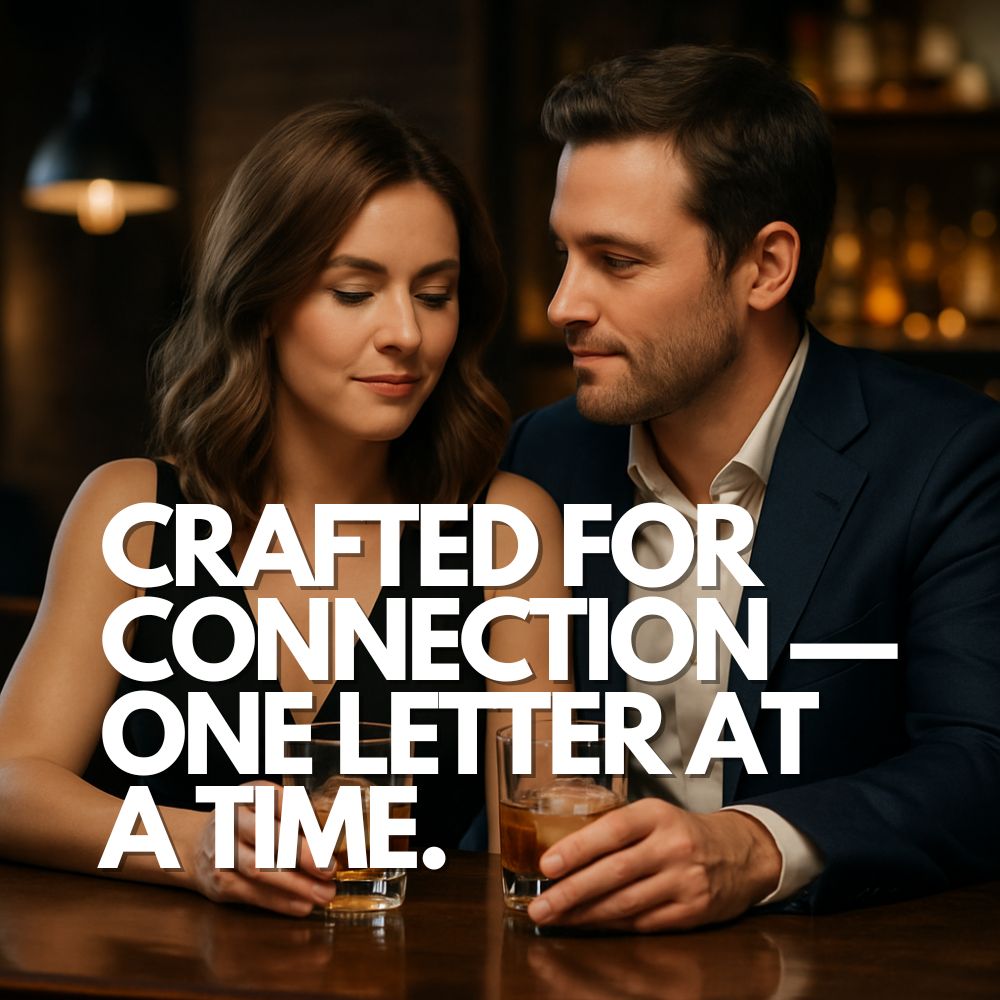 Elegant couple enjoying whiskey at a stylish bar, each holding a glass with slow-melting custom ice cubes – perfect for gifting stylish drink lovers.