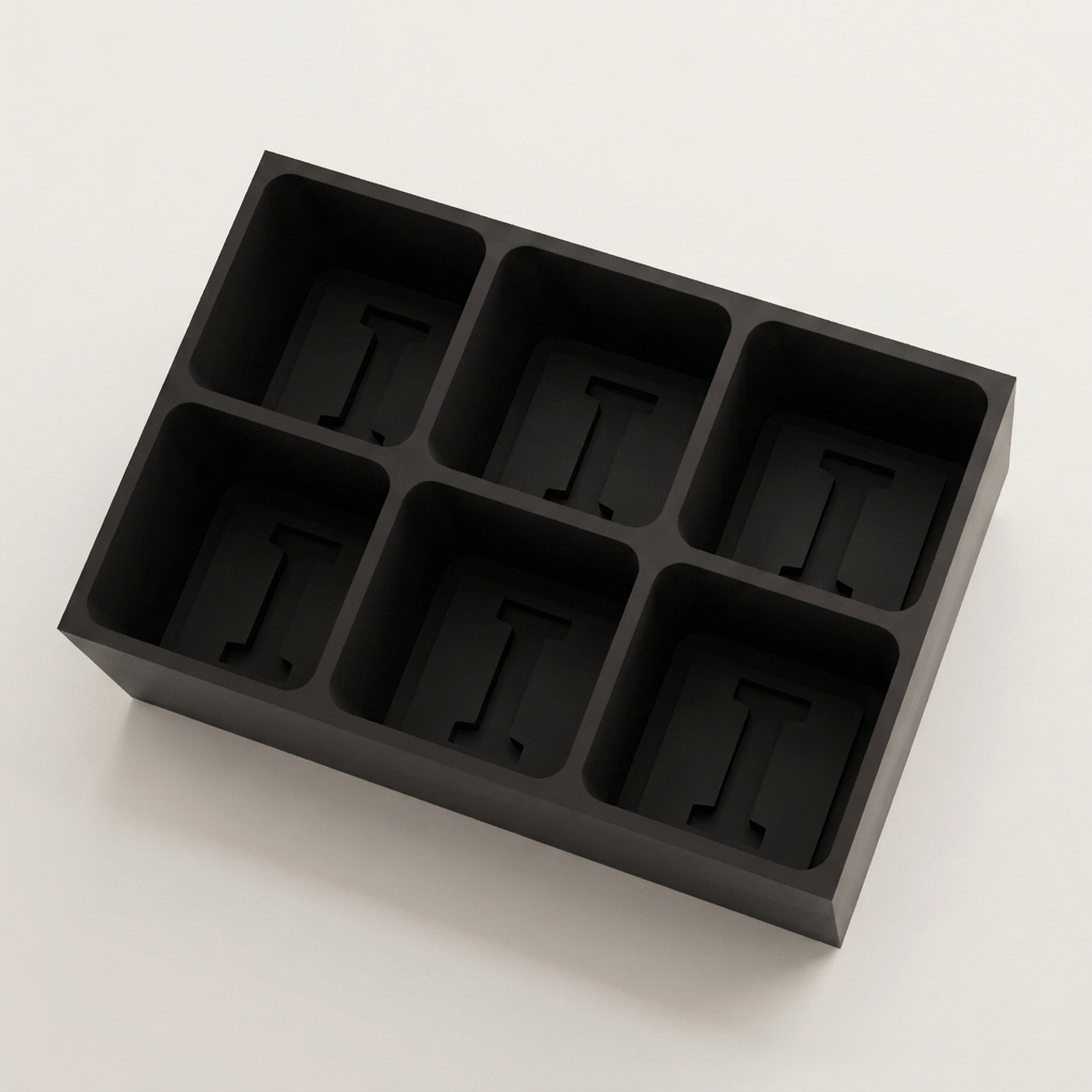 Black silicone Letter I ice cube tray, 6-cavity mould with bold monogram I design