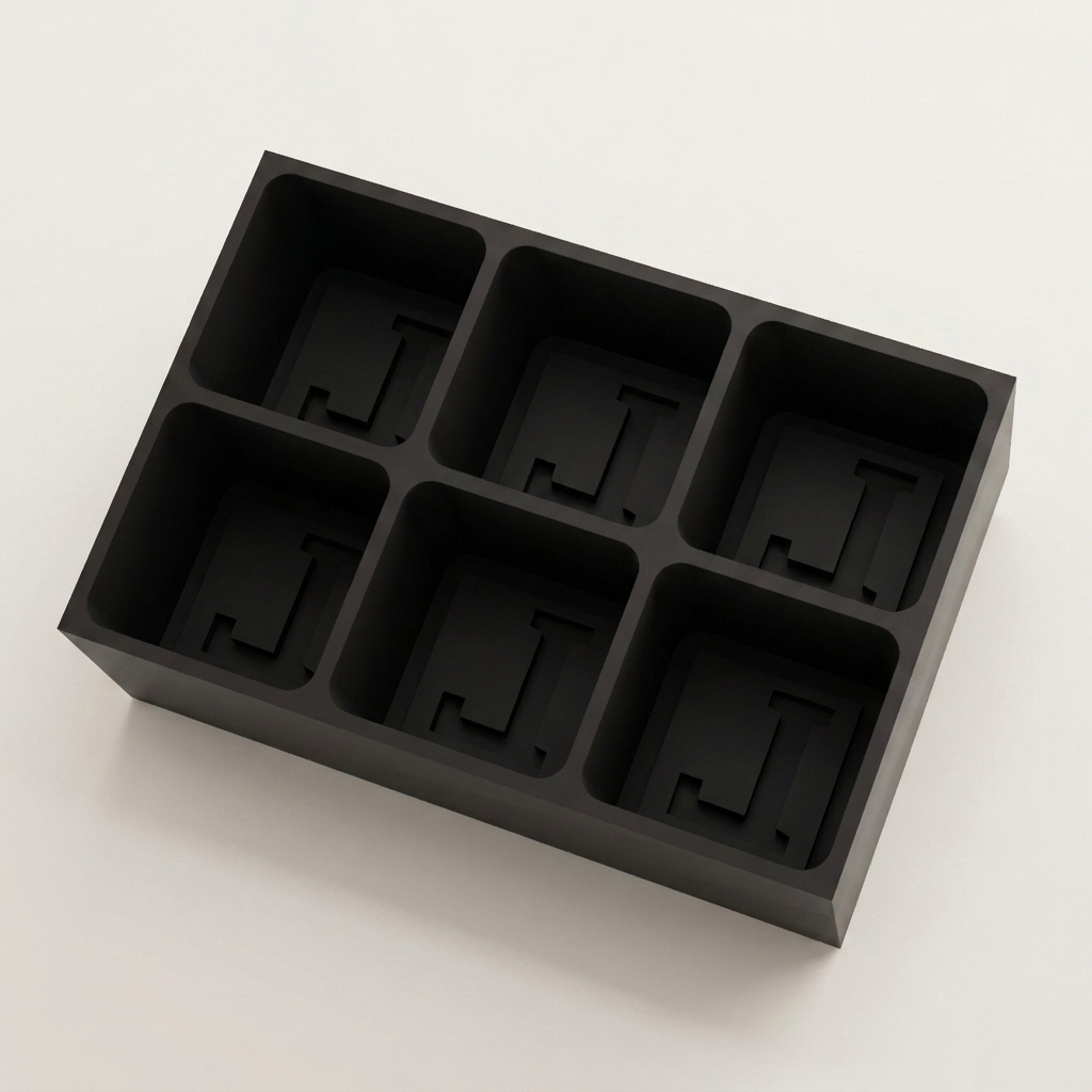 Black silicone Letter L ice cube tray, 6-cavity mould with bold monogram L design