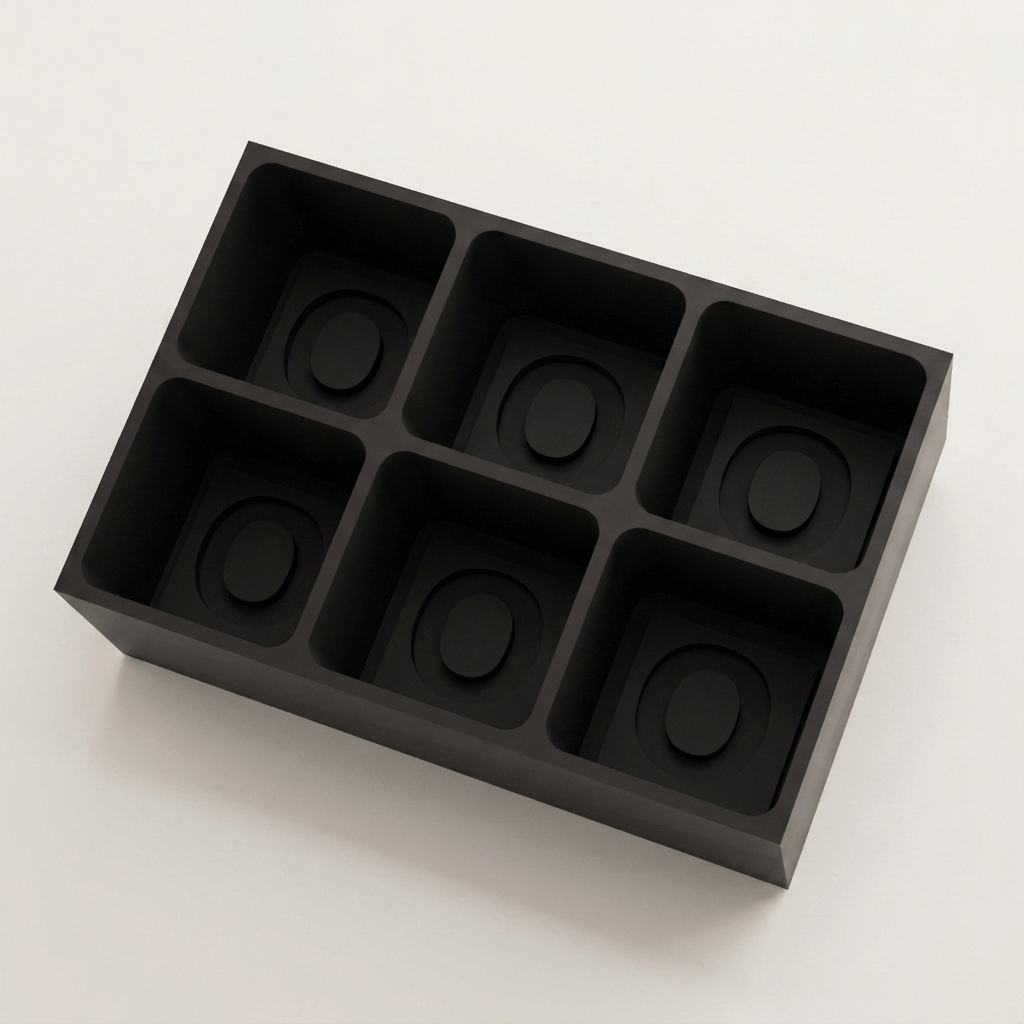 Black silicone Letter O ice cube tray, 6-cavity mould with bold monogram O design
