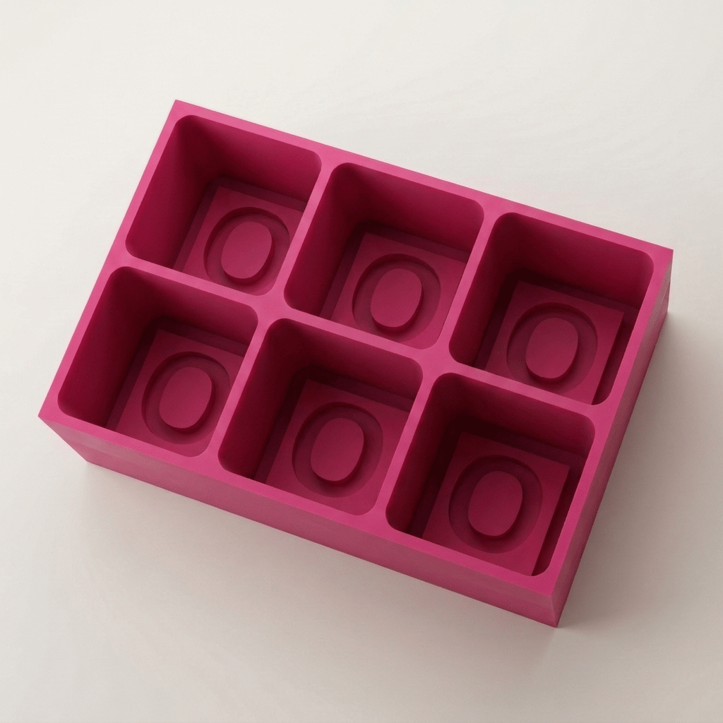 Pink silicone Letter O ice cube tray, 6-cavity mould with bold monogram O design