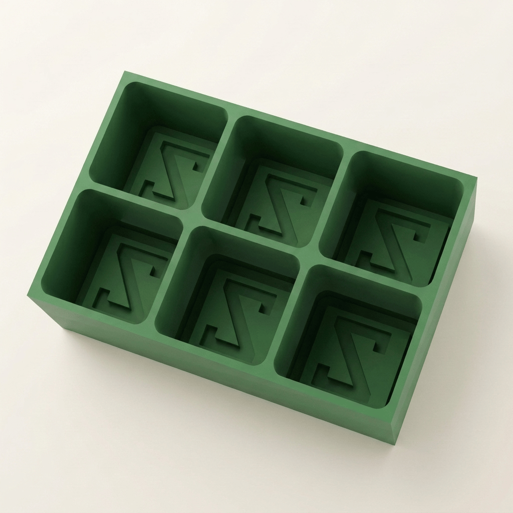 Green silicone Letter Z ice cube tray, 6-cavity mould with bold monogram Z design