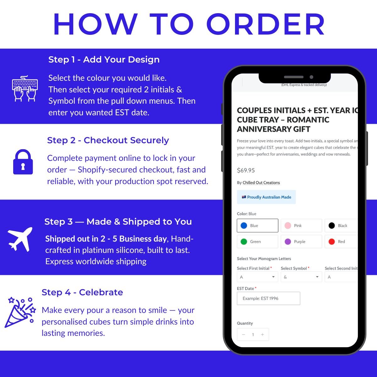 Valentines EST. Year Ice Cube Tray – Personalised Couples Gift Idea - Chilled Out Creations