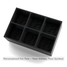 Black handmade romantic monogrammed ice cube tray with couple initials mould, perfect for Valentine’s or Christmas gifting