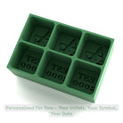 Green custom ice tray for couples with initials and EST year; romantic anniversary or housewarming gift