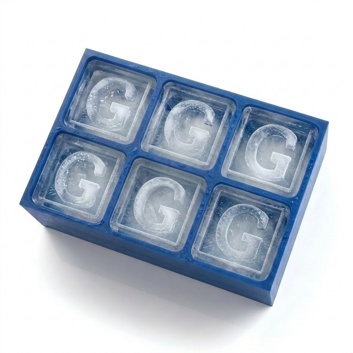 Blue custom ice tray with letter G – perfect for personalised gifts, handmade in Australia