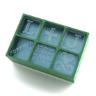 A Green 6-cube personalised silicone ice tray featuring the initials “L + J”, the word “FOREVER”, “EST 2018”, and a heart with ampersand symbol, perfect for romantic gifts, weddings, or anniversaries.