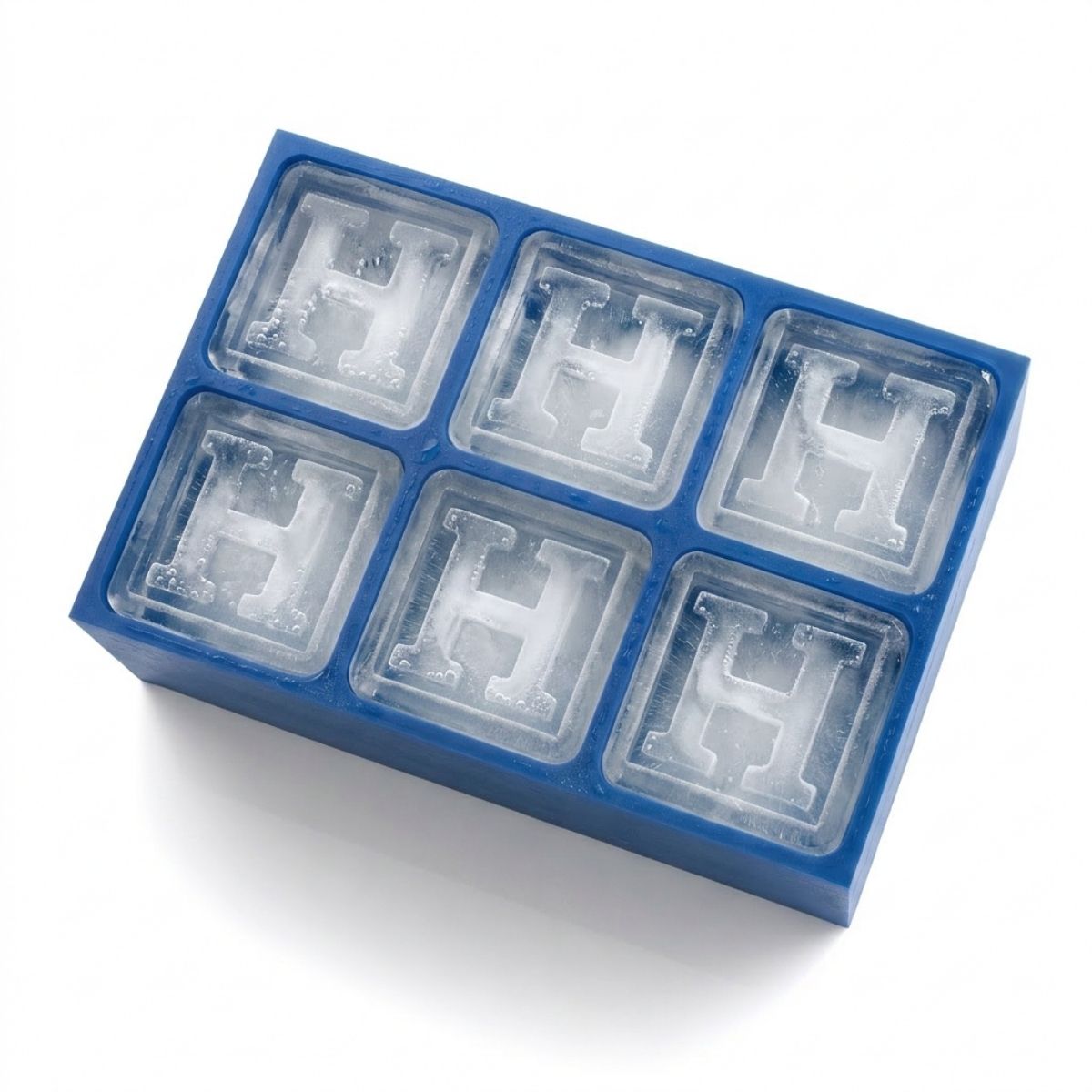 Blue custom ice tray with letter H – perfect for personalised gifts, handmade in Australia