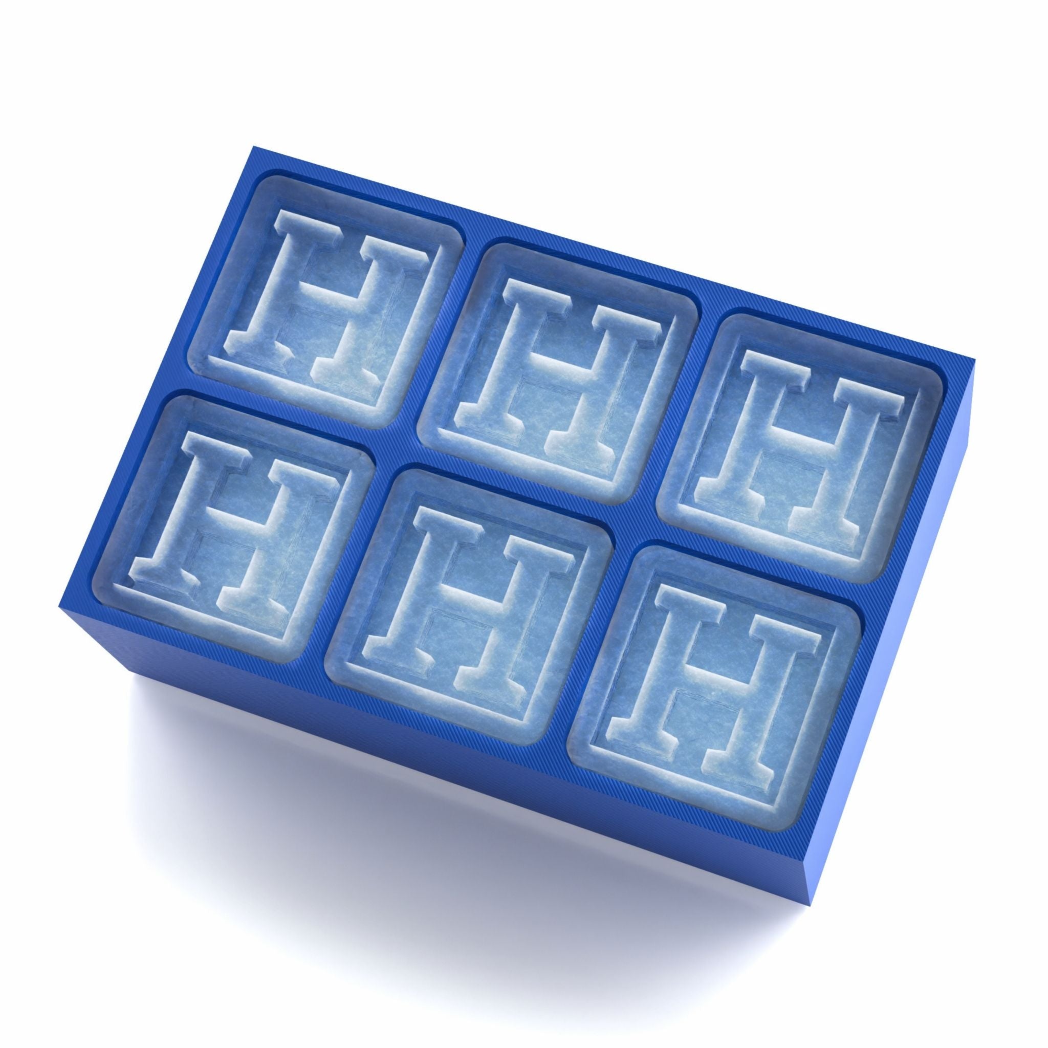Blue custom ice tray with letter H – perfect for personalised gifts, handmade in Australia