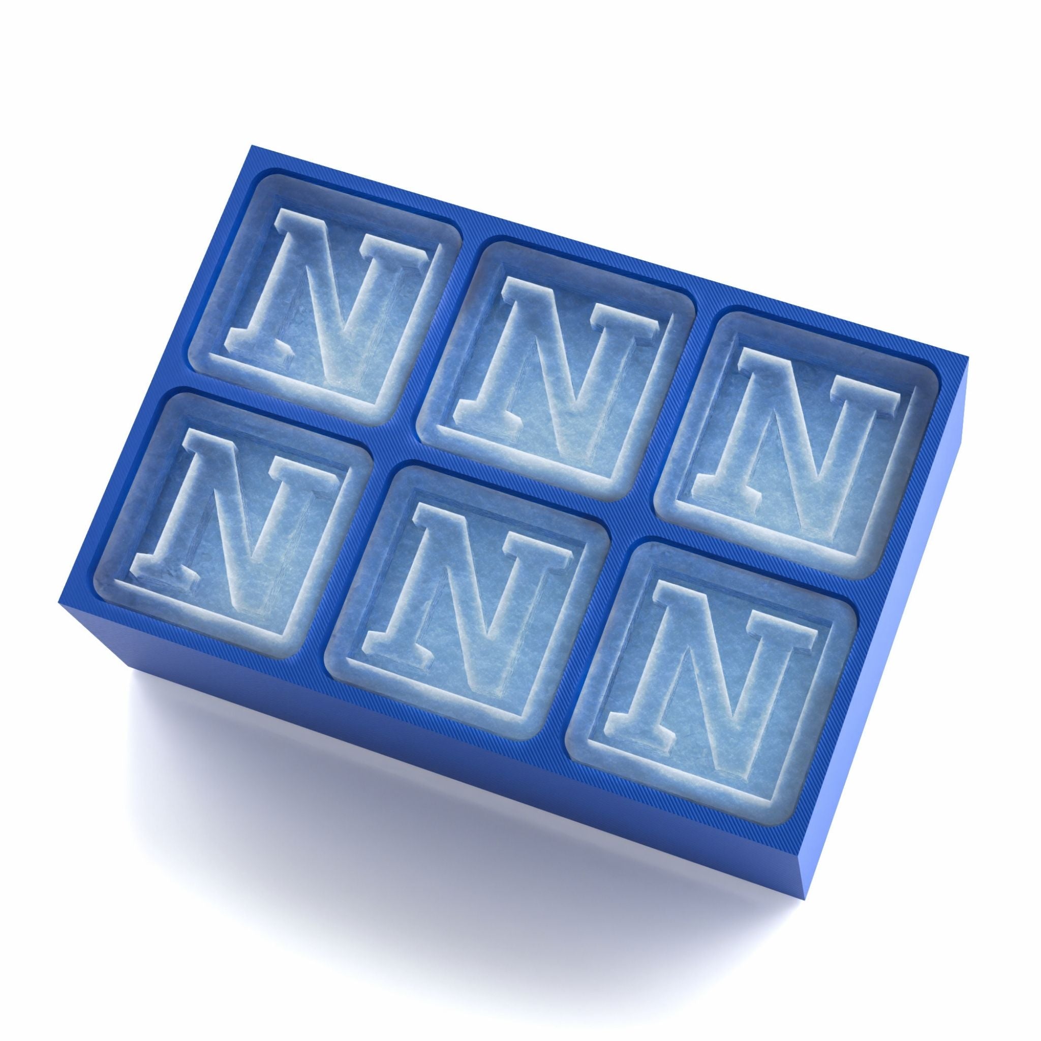 Blue custom ice tray with letter N – perfect for personalised gifts, handmade in Australia