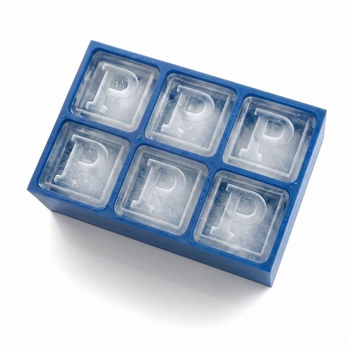 Blue custom ice tray with letter P – perfect for personalised gifts, handmade in Australia