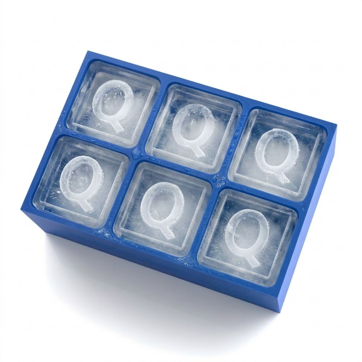 Blue custom ice tray with letter Q – perfect for personalised gifts, handmade in Australia