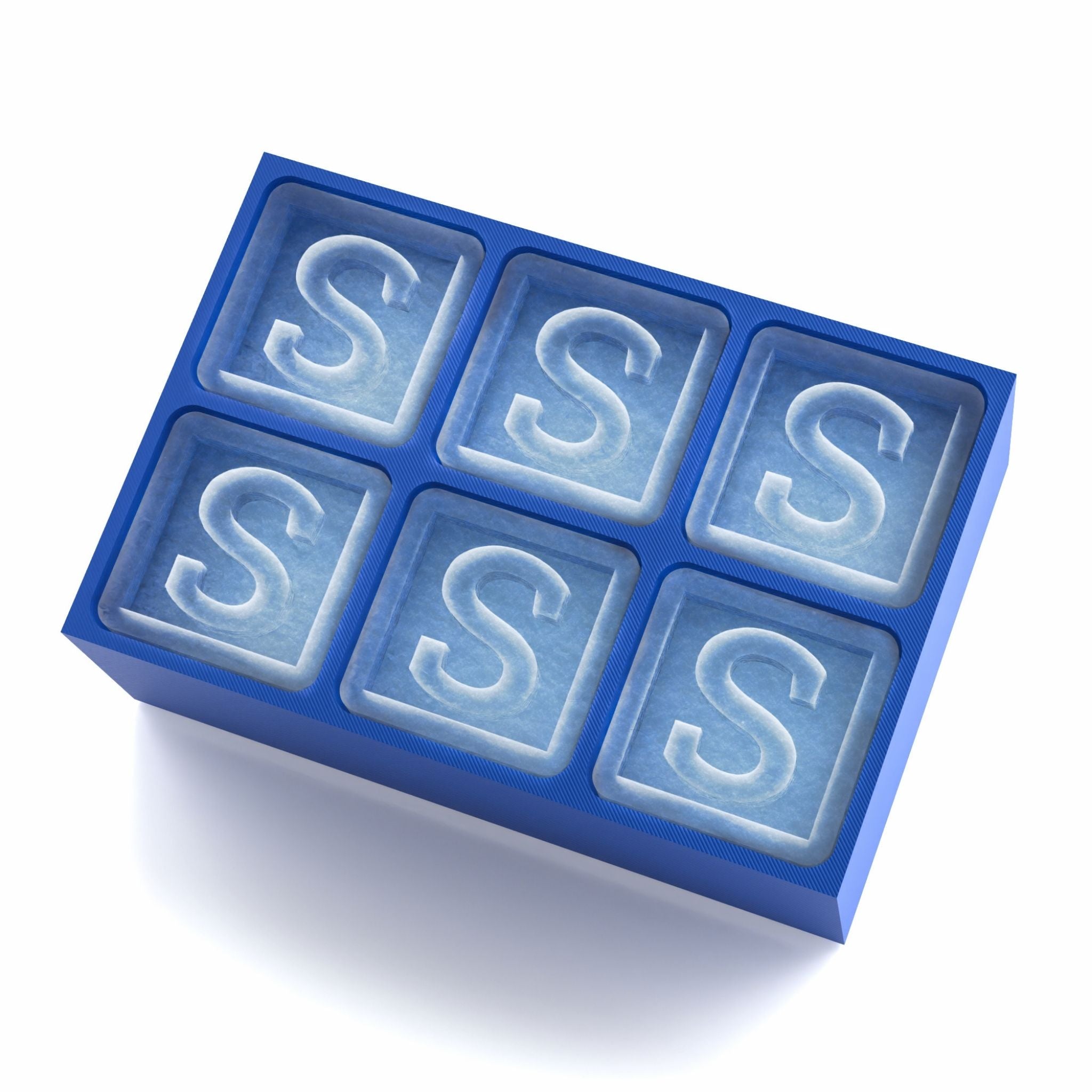 Blue custom ice tray with letter S – perfect for personalised gifts, handmade in Australia