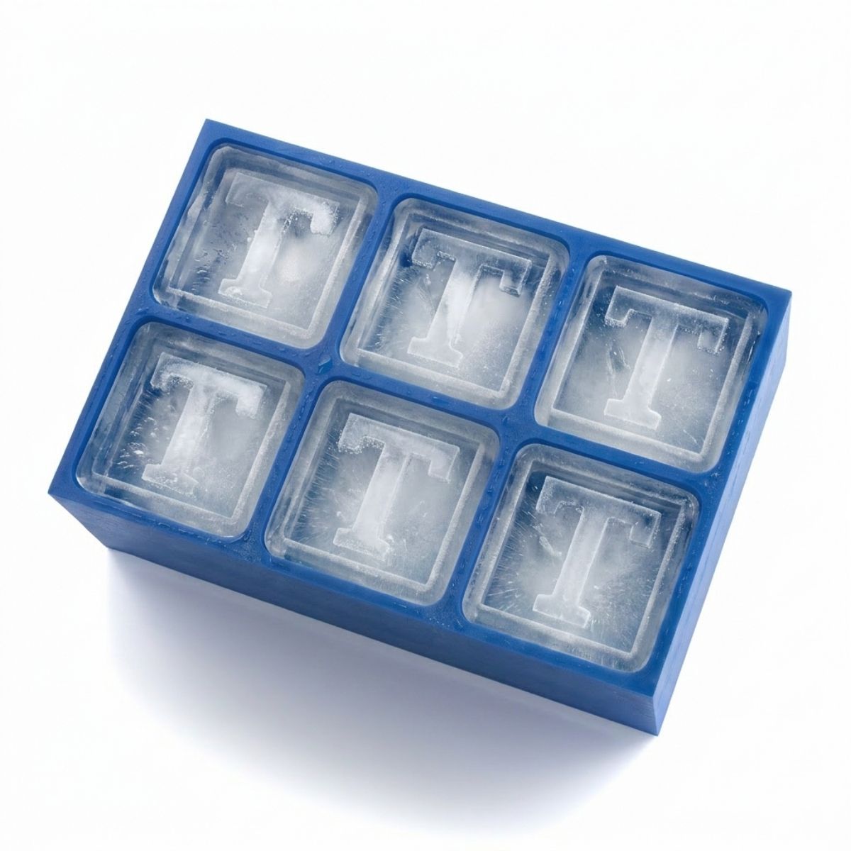 Blue custom ice tray with letter T – perfect for personalised gifts, handmade in Australia