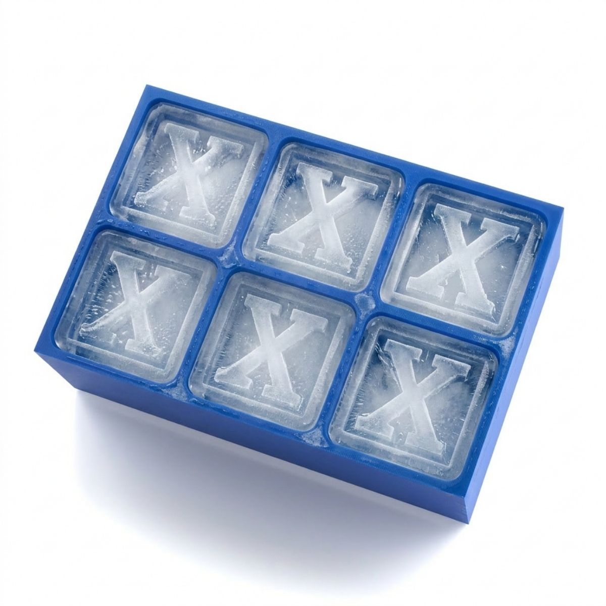 Blue custom ice tray with letter X – perfect for personalised gifts, handmade in Australia