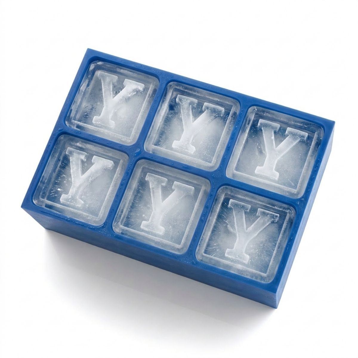 Blue custom ice tray with letter Y – perfect for personalised gifts, handmade in Australia