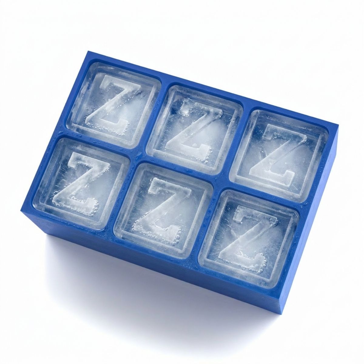 Blue custom ice tray with letter Z – perfect for personalised gifts, handmade in Australia