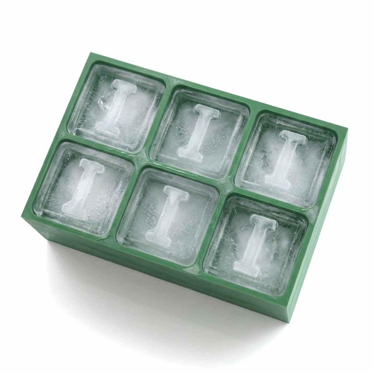 Vibrant green personalised ice tray with I design – unique and fun gift idea