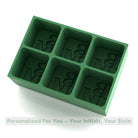 Forest-green silicone ice cube tray with six moulds featuring BM initials, premium handmade barware accessory for cocktails, whisky, and gifting.