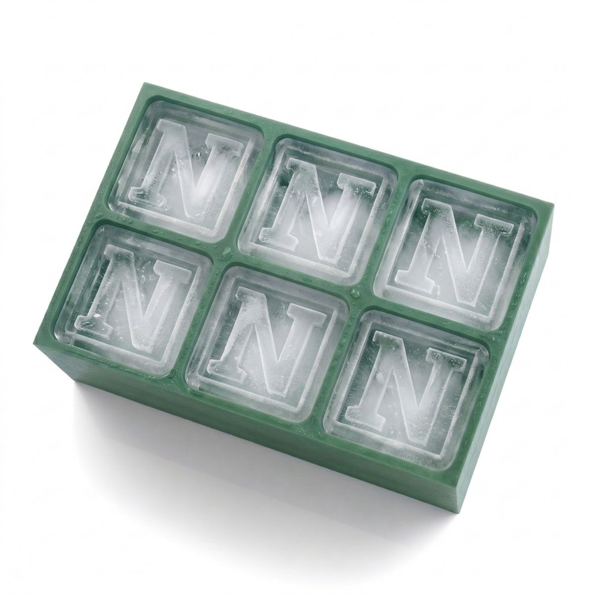 Vibrant green personalised ice tray with N design – unique and fun gift idea